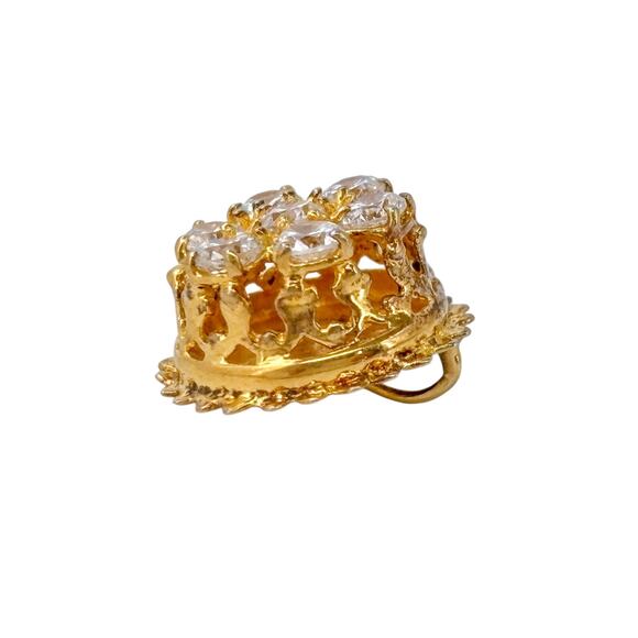 Estate Gold-Tone Sterling Silver 925 Cubic Zirconia Cluster Pendant - Picture 6 of 8